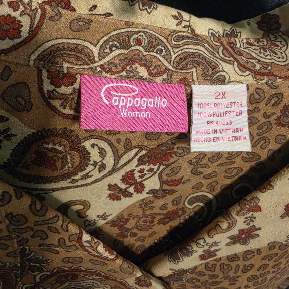 Pappagallo Womens Copper Brown Paisley Lined Long Sleeve Blouse Jacket 2X - Picture 3 of 7